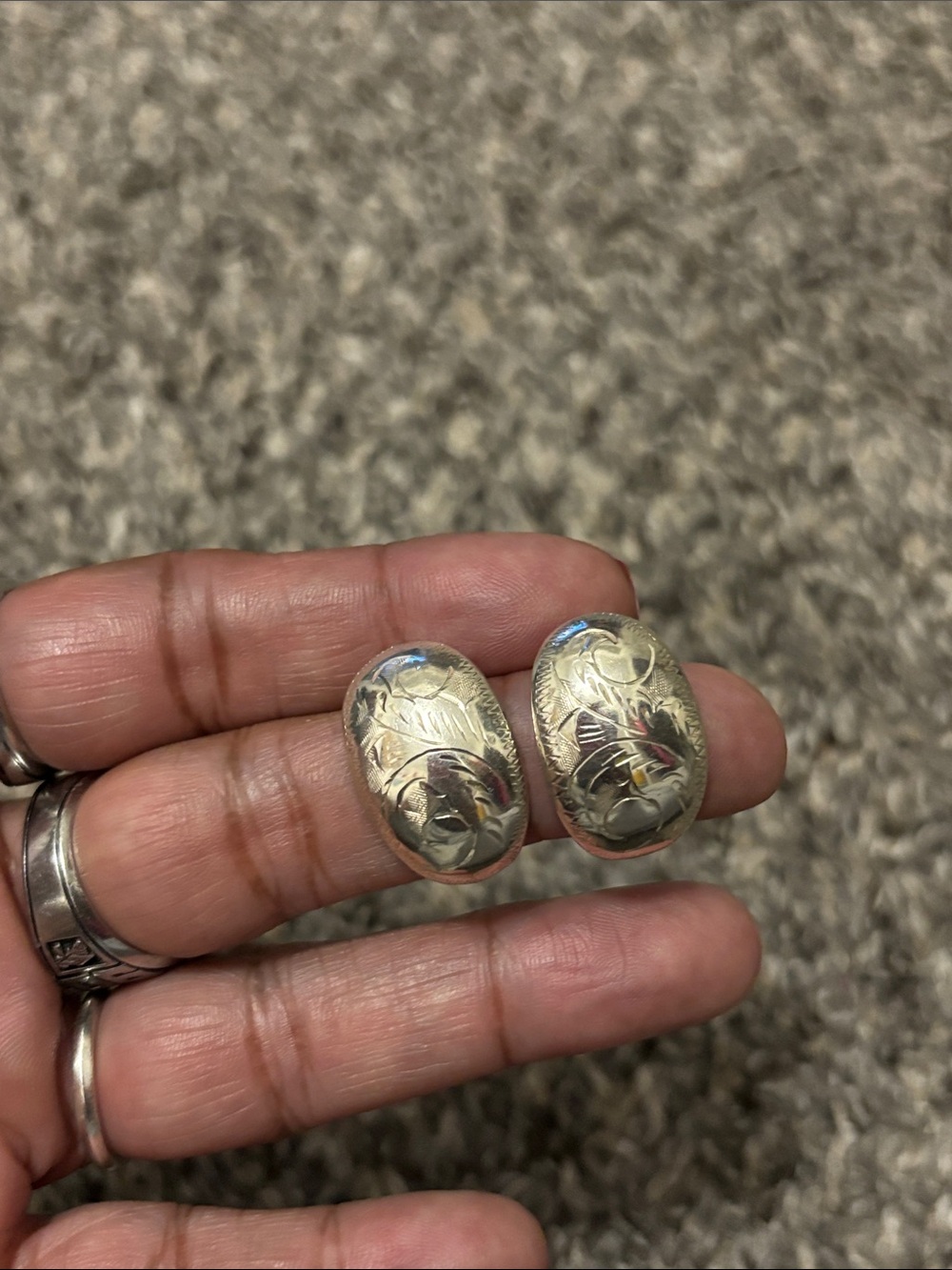 Sterling silver earrings boho pierced .925 etched design whimsy fairycore luxury